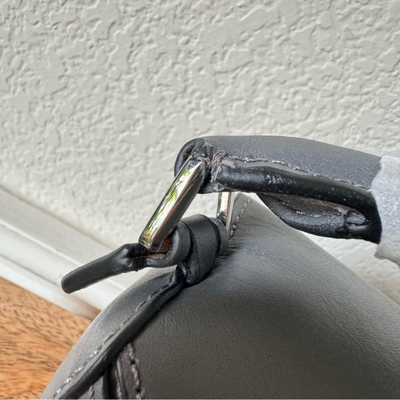 Graphite Gray Mini Leather Patchwork Satchel Puzzle Crossbody Shoulder Bag - Picture 4 of 15